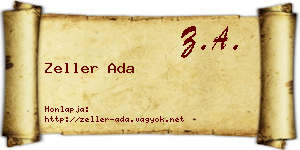 Zeller Ada névjegykártya